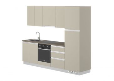 Blok kuhinja, Nera kašmir/kašmir/tabacco/hladnjak D, 260 cm