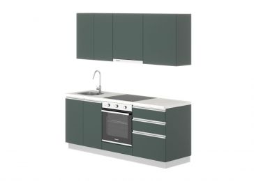 Blok kuhinja, Pia zeleno/zeleno/mramor, 200 cm
